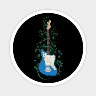 Blue Offset Style Electric Guitar Flowering Vines Magnet